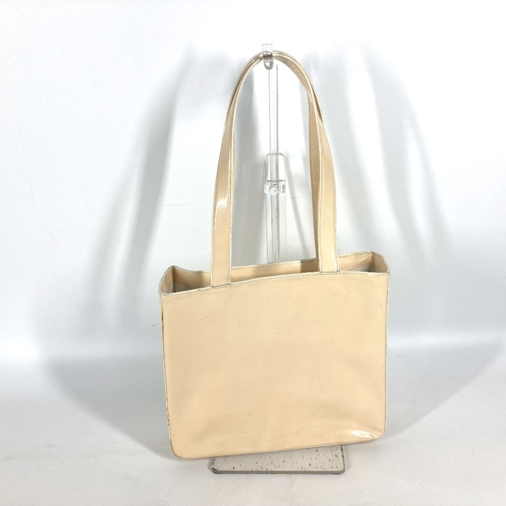 CHANEL Tote Bag Shoulder Patent Leather Women's Ivory G-240810-4